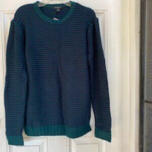 21Men Sweater Green & Purple Crew Neck long Sleeve Pullover Sweater NWT LGE